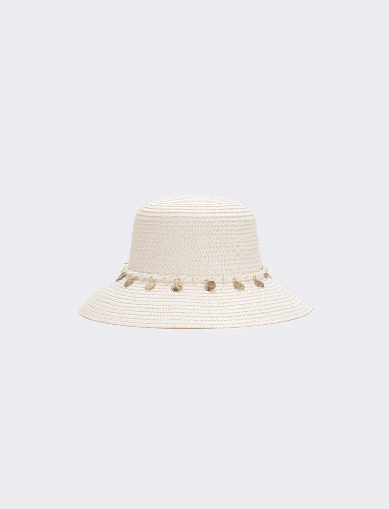 Cappello donna pescatore con medagline madreperla - Bianco