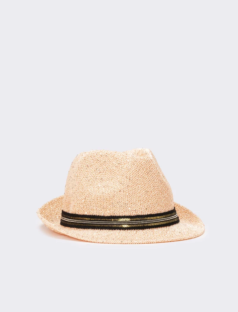 Cappello donna micropailletes con falda - Rosa