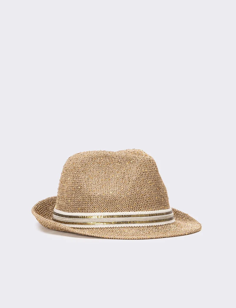 Cappello donna micropailletes con falda - Beige