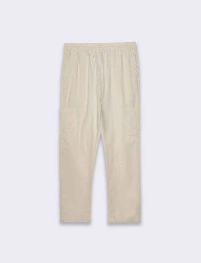 Pantaloni cargo in tessuto armaturato da uomo - Beige ecru