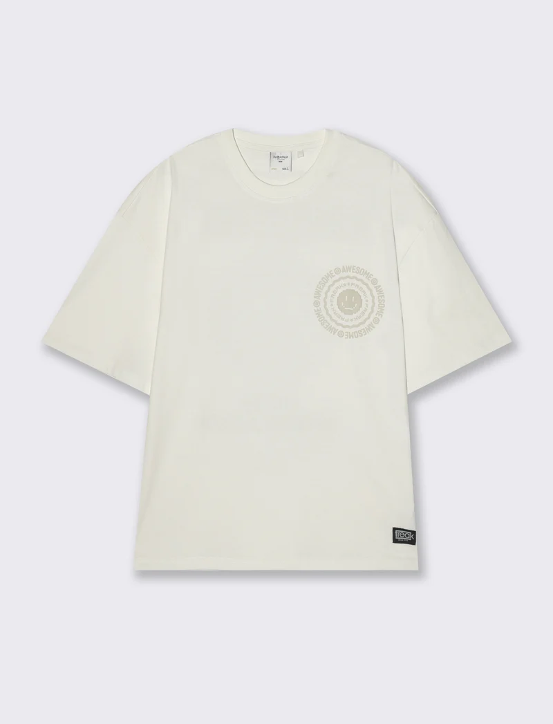 T-shirt boxy fit in cotone con stampe da uomo - Bianco