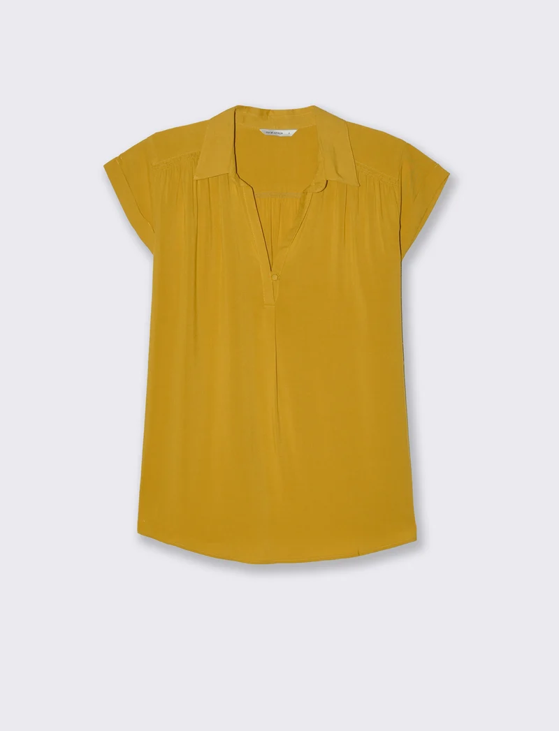 Casacca mezzamanica con scollo a V da donna - Senape