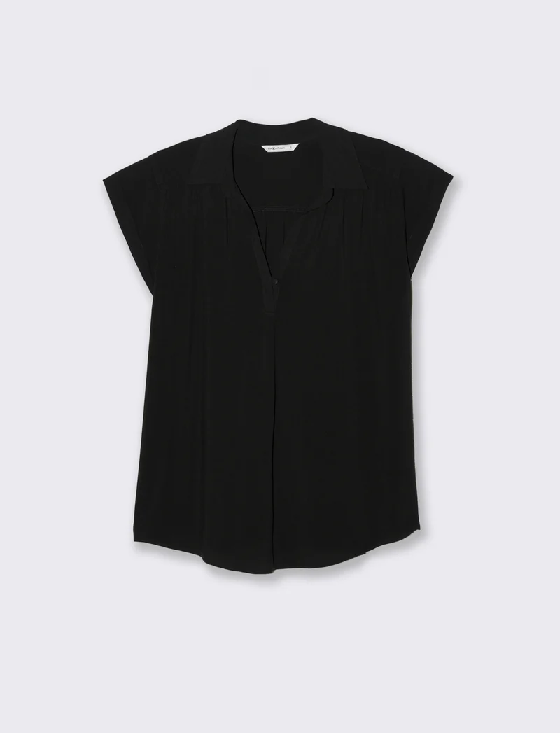 Casacca mezzamanica con scollo a V da donna - Nero