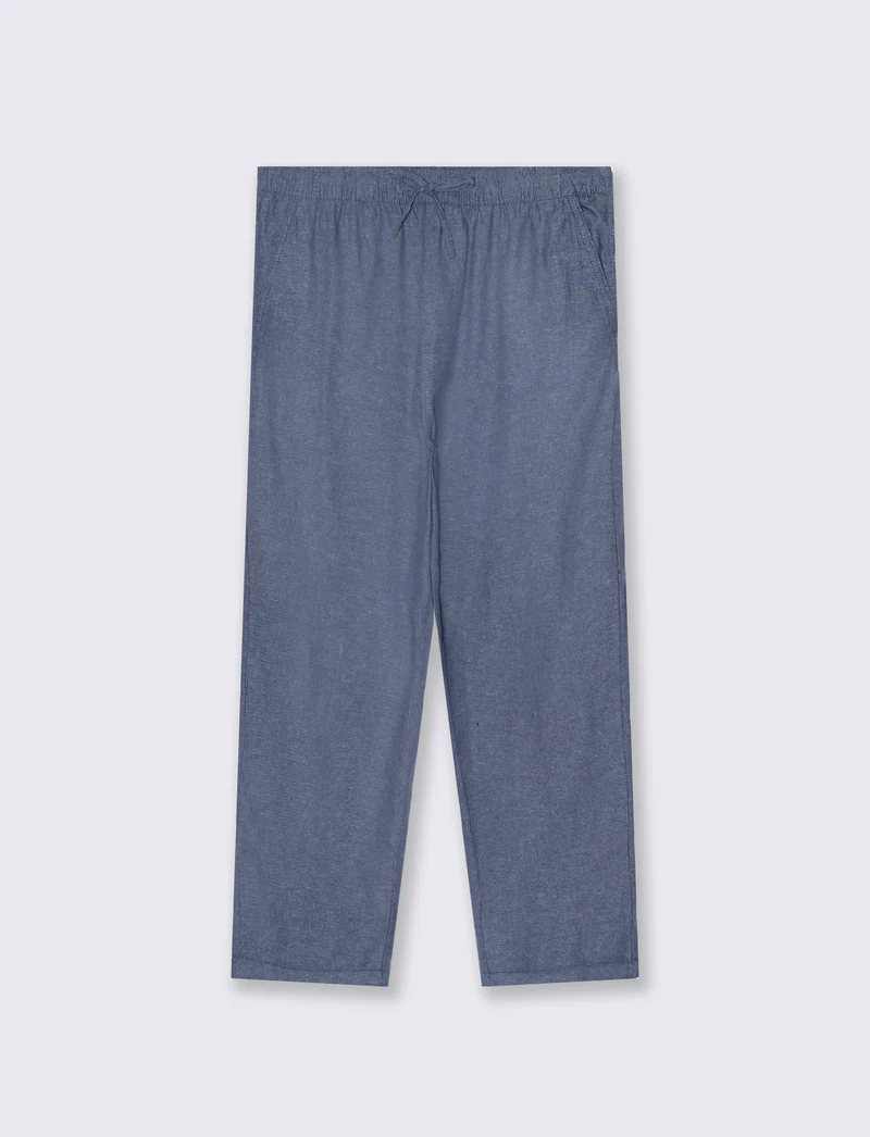 Pantaloni jogger in cotone effetto melange da uomo - Blu