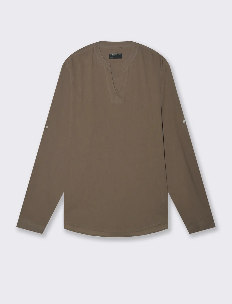 Casacca coreana effetto crepe da uomo - Grigio fango