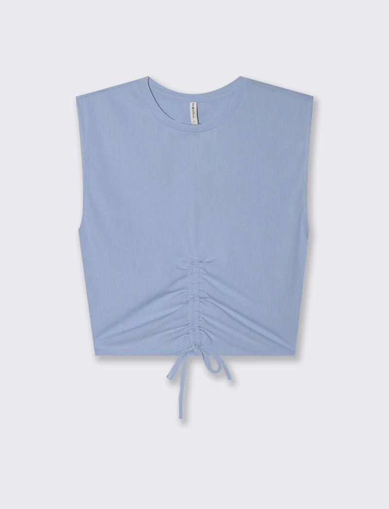Top con coulisse da donna - Blu chiaro