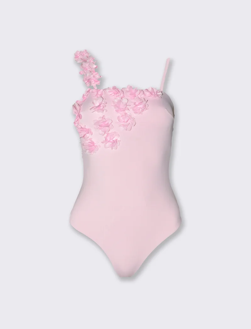 Costume mare donna intero con fiori - Rosso