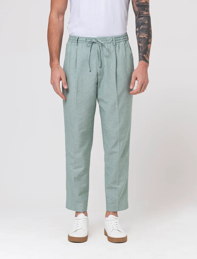 Pantaloni jogger da completo in misto lino da uomo - Verde