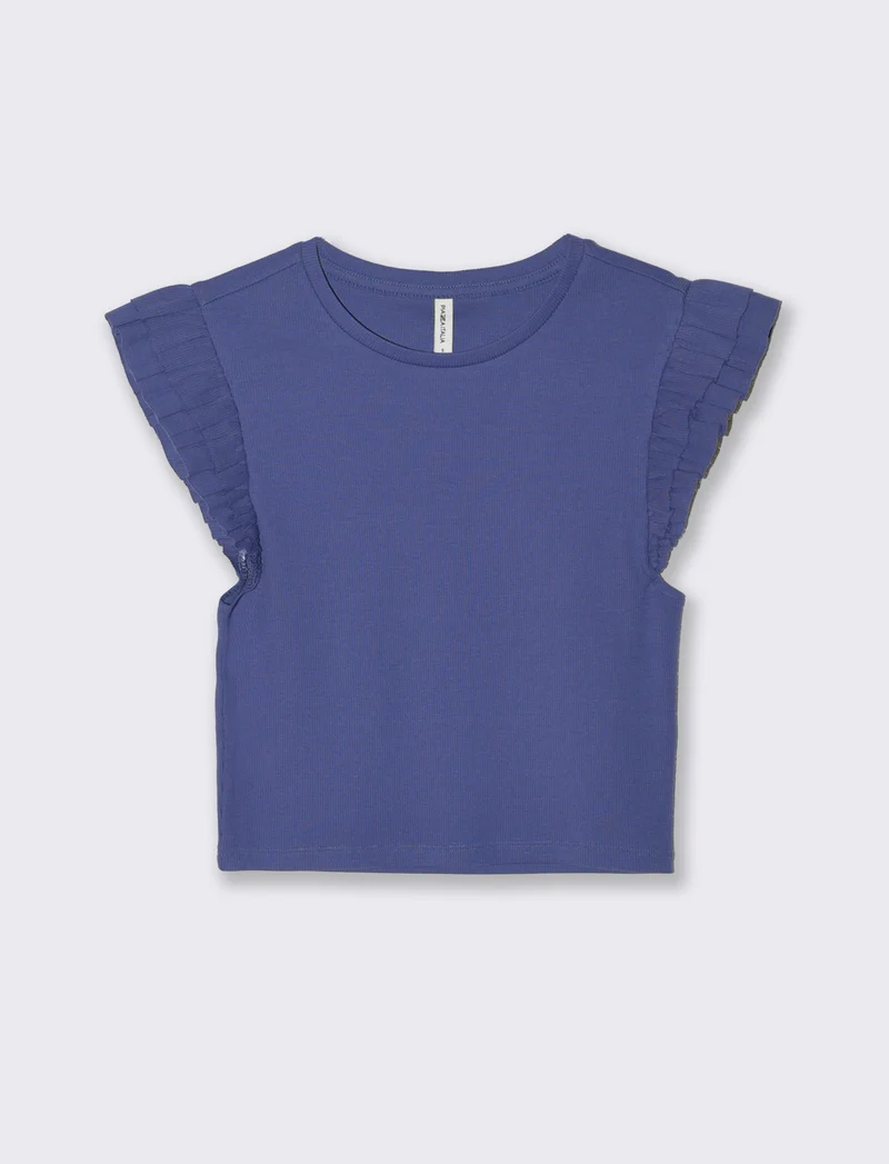 Top con rouches da donna - Mirtillo