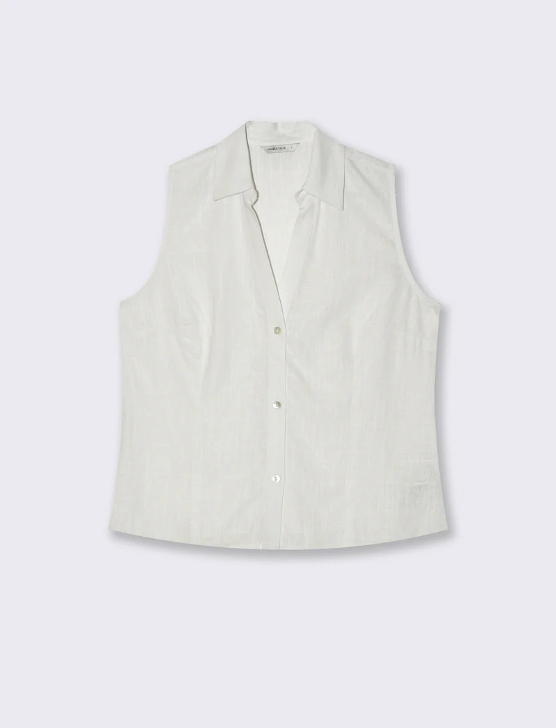 Camicia giromanica da donna - Bianco