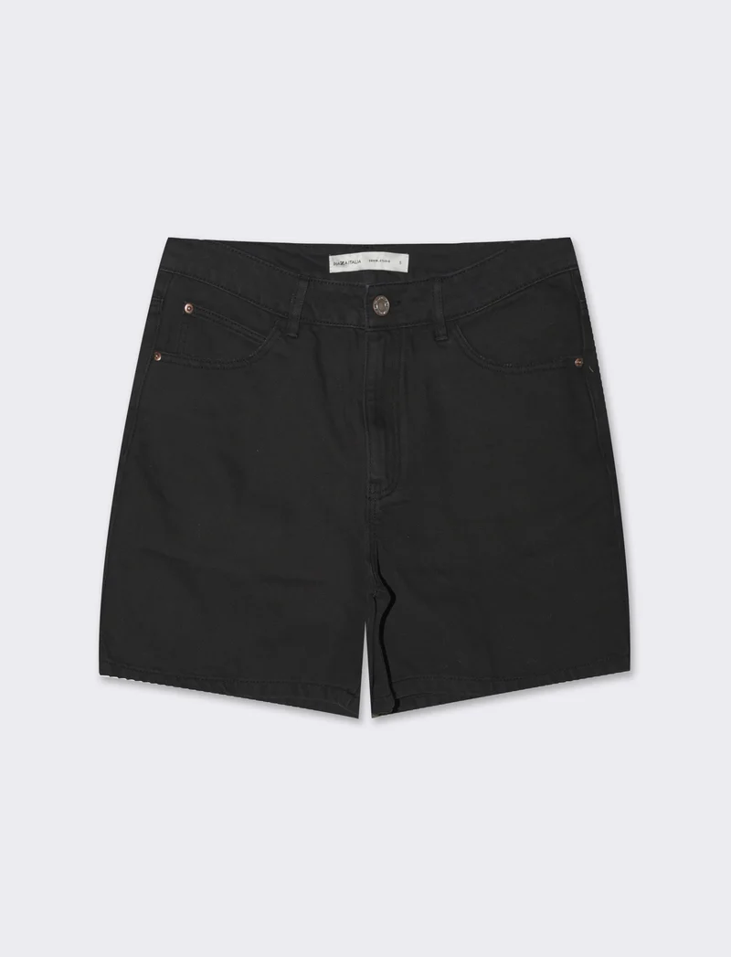 Short in denim da donna - Nero