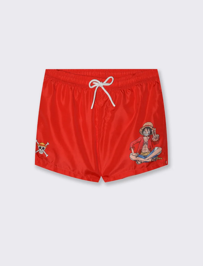 Costume mare stampa one piece da uomo - Rosso