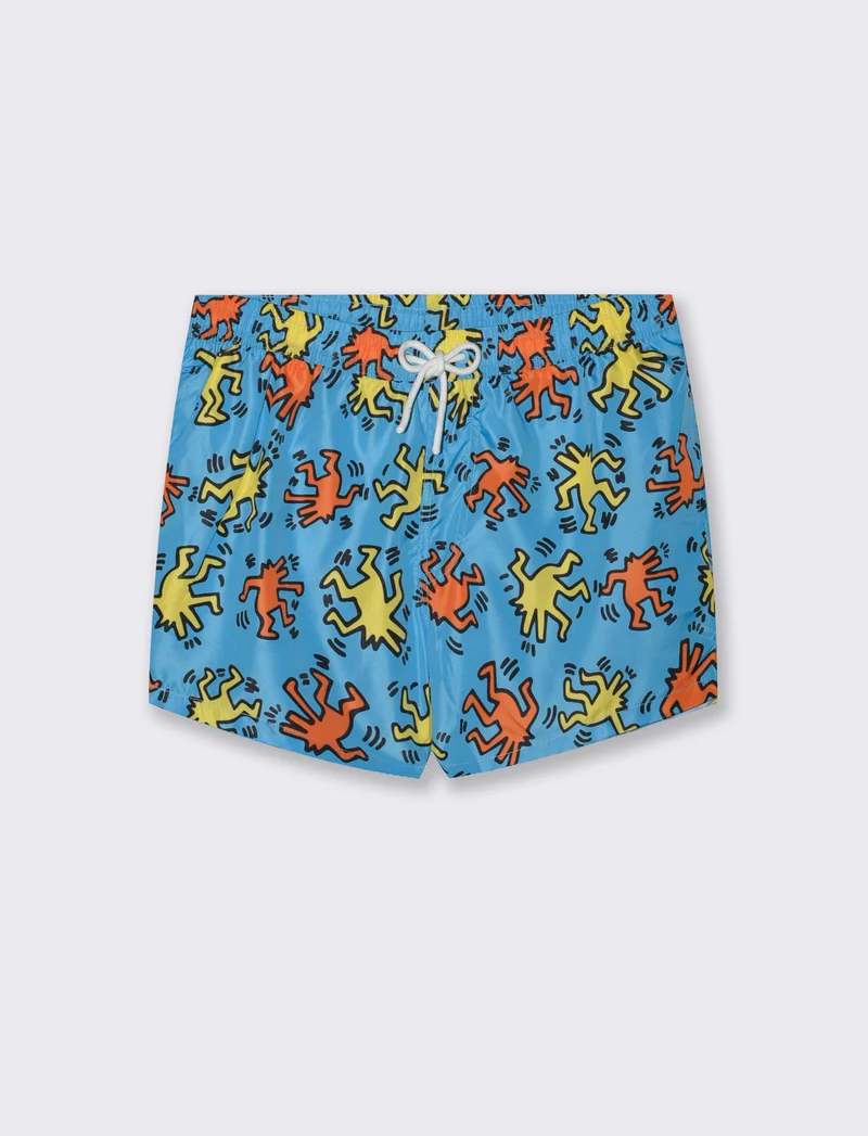 Costume mare stampa one piece da uomo - Celeste