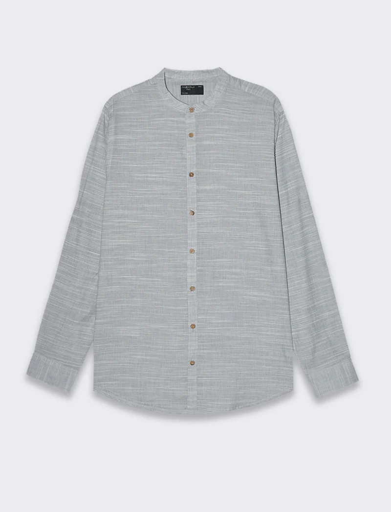 Camicia in cotone fil a fil da uomo - Celeste melange