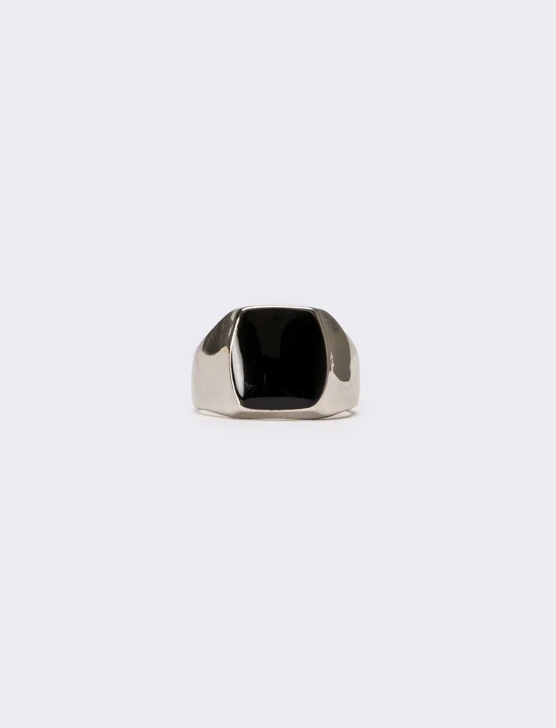 Anello uomo singolo con pietra black - Argento/nero