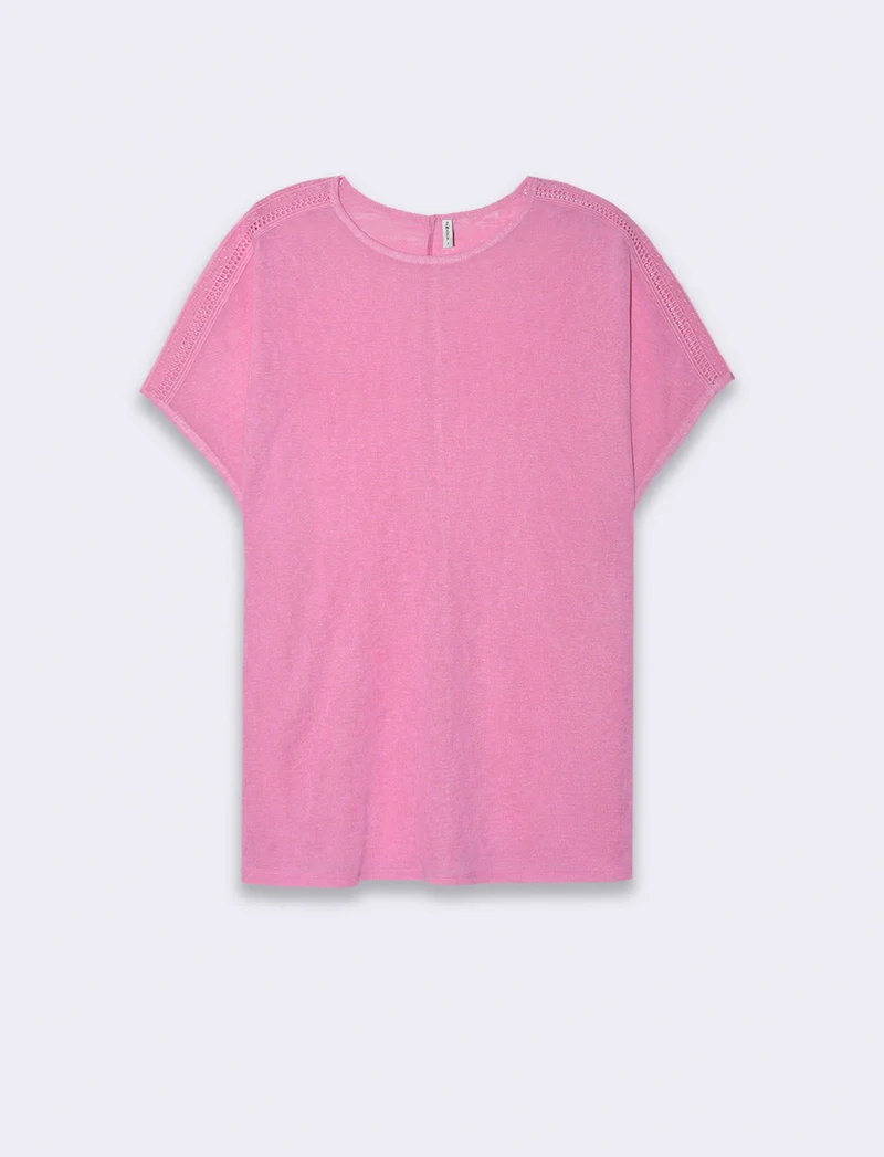 T-shirt con pizzo da donna - Rosa