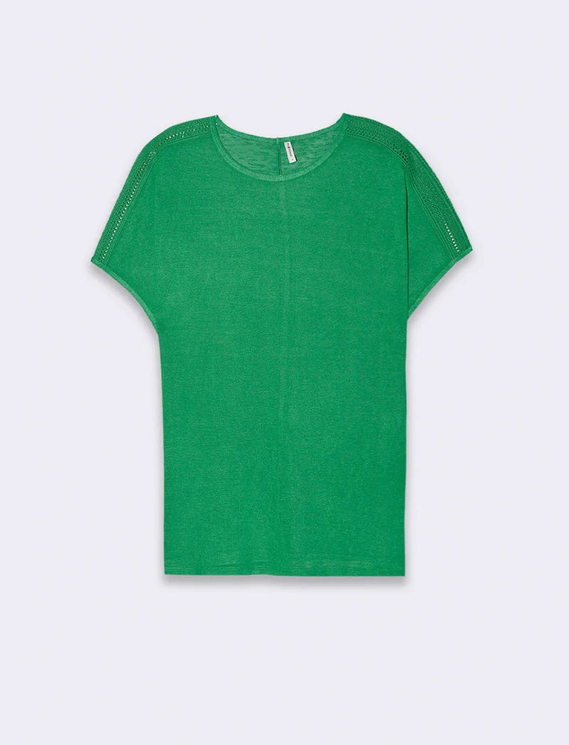T-shirt con pizzo da donna - Verde prato