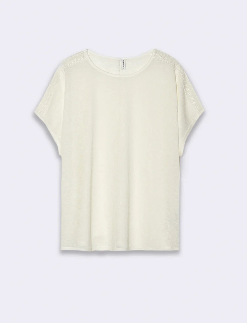 T-shirt con pizzo da donna - Avorio