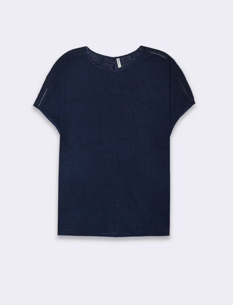 T-shirt con pizzo da donna - Blu