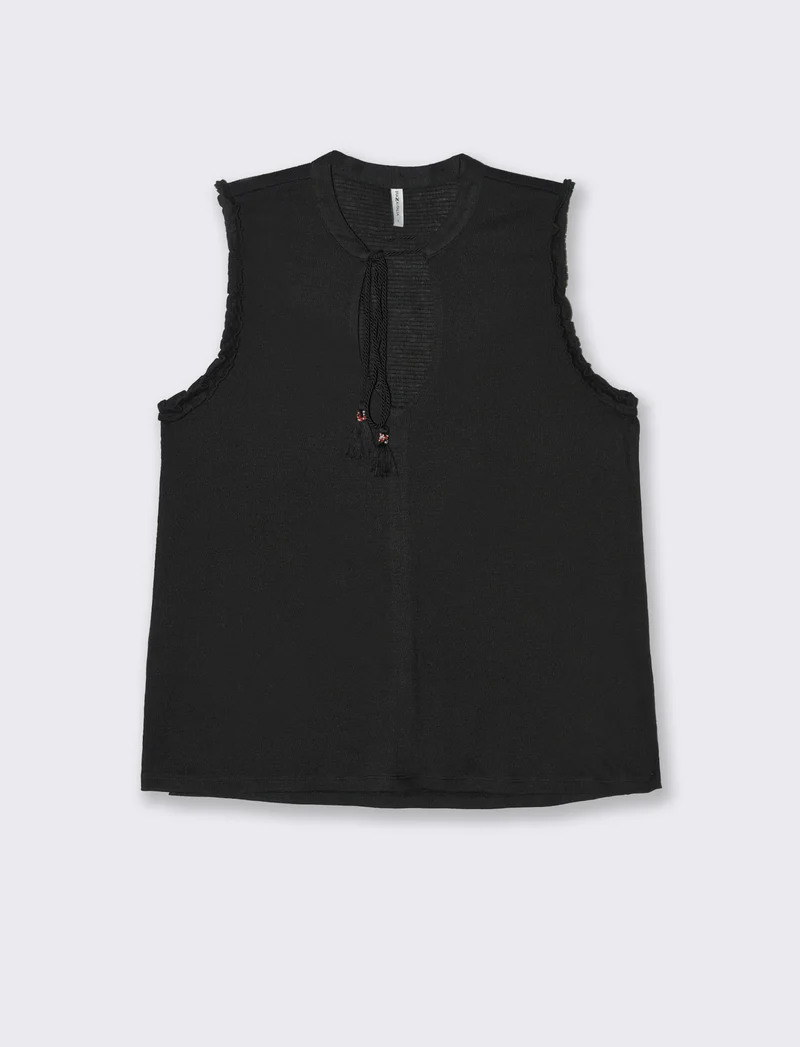 Top con scollo a V da donna - Nero