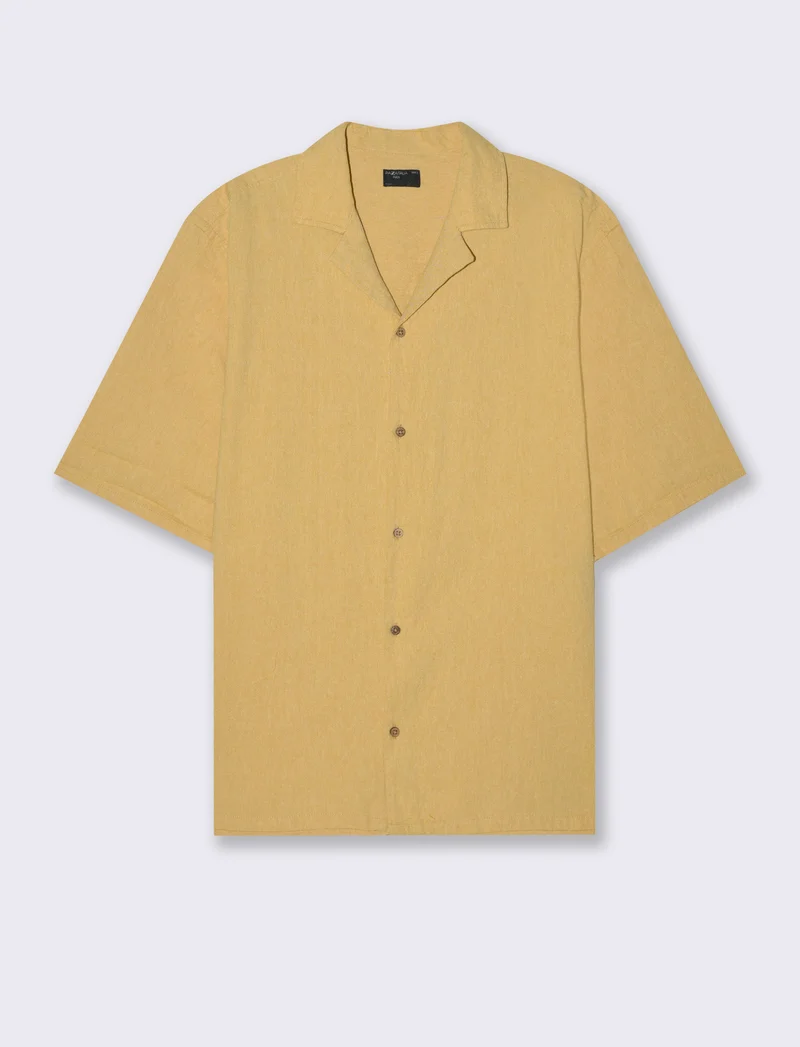 Camicia manica corta goffrata da uomo - Senape