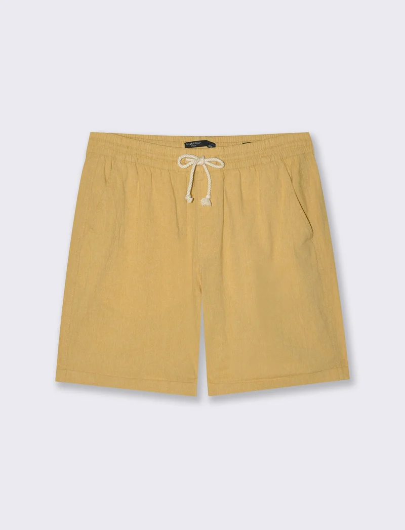 Bermuda jogger tessuto goffrato da uomo - Senape