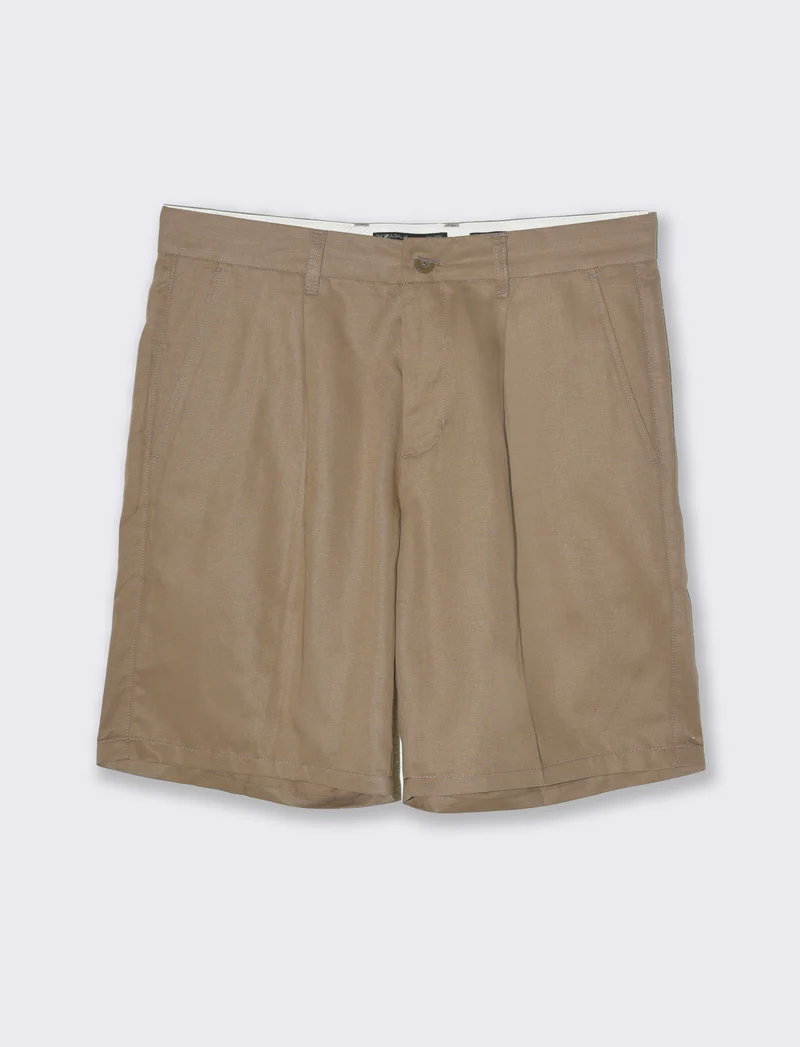 Bermuda chino relaxed fit in misto lino da uomo - Grigio tortora