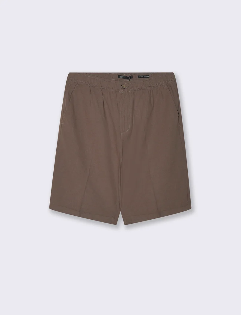Bermuda vita jogger misto lino da uomo - Grigio fango
