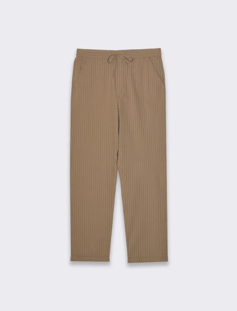 Pantaloni jogger in seersucker da uomo - Grigio tortora