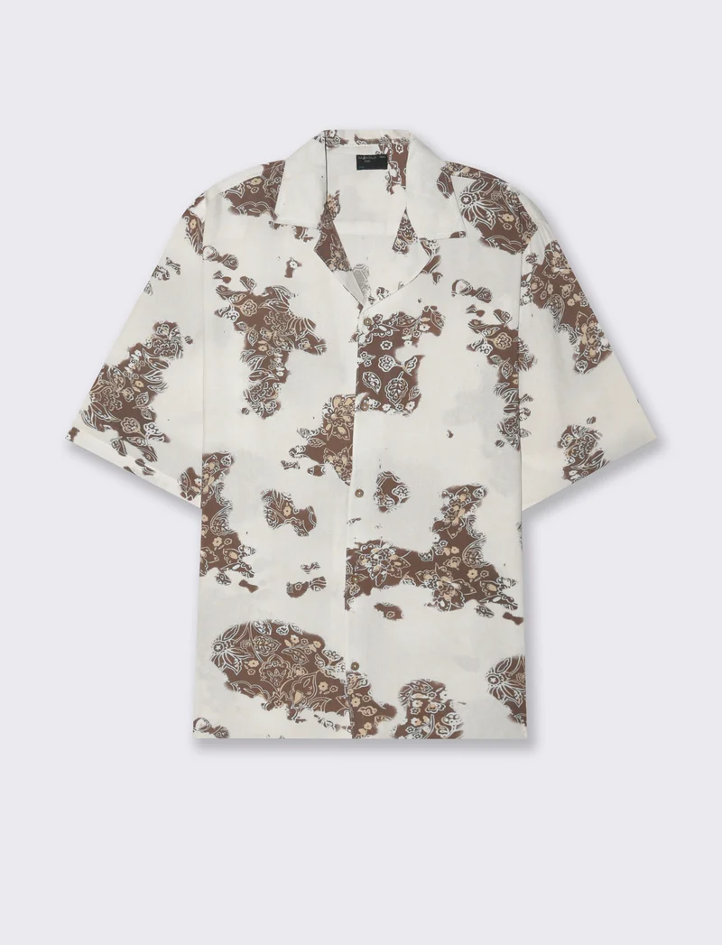 Camicia a fantasia in viscosa da uomo - Beige