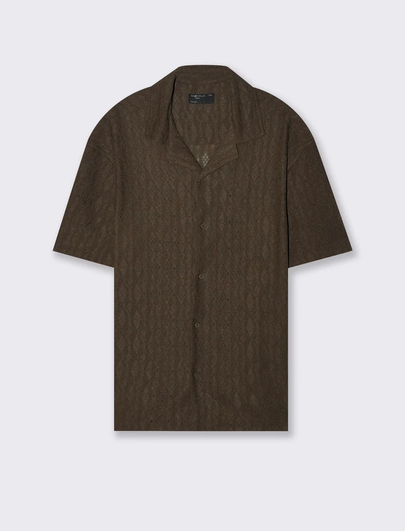 Camicia con struttura aperta da uomo - Moro