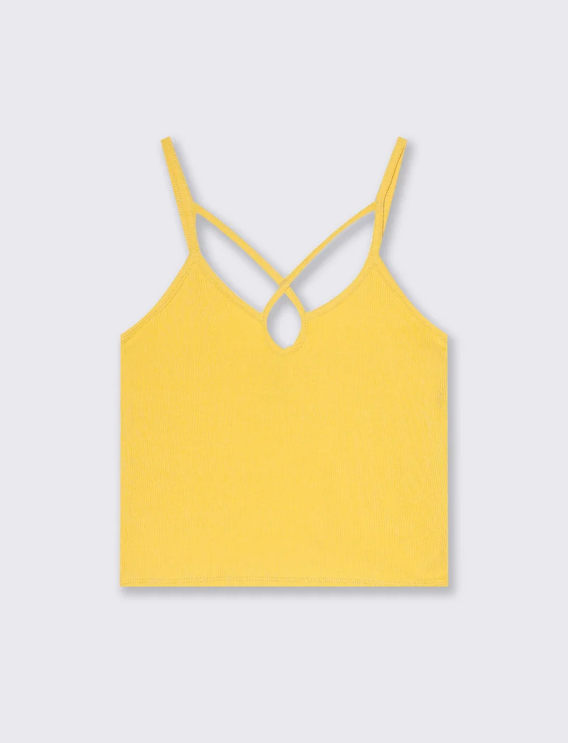 Top a costine da donna - Giallo limone
