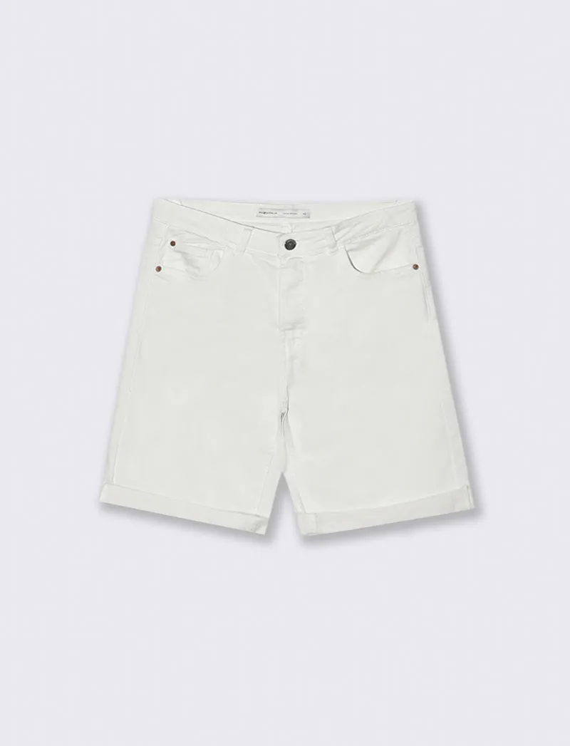 Bermuda in denim da donna - Bianco