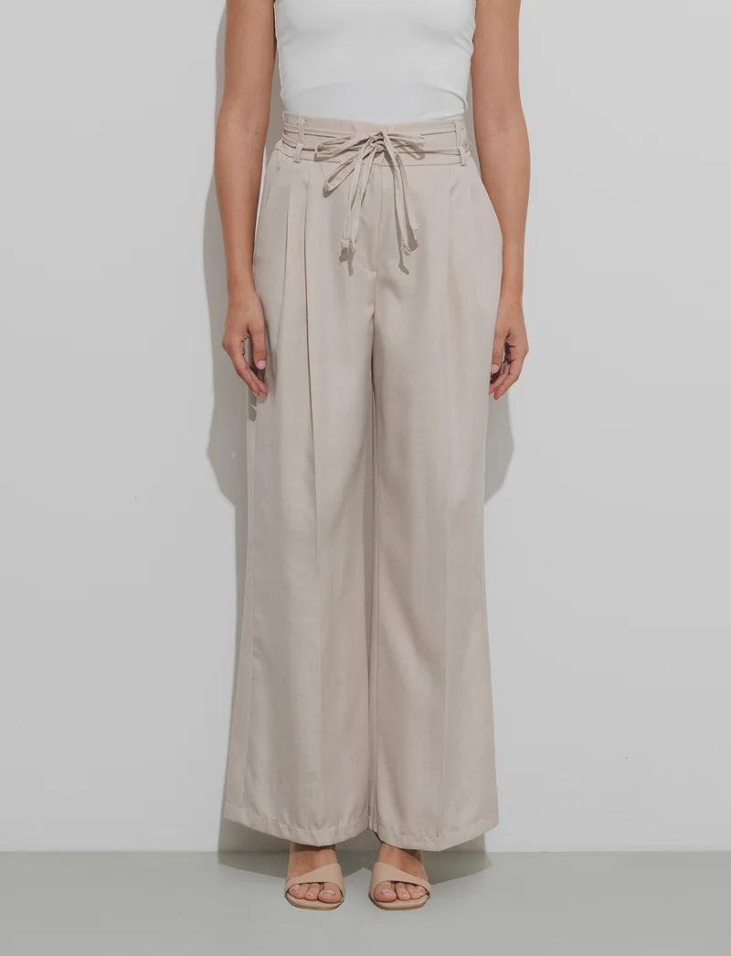 PANTALONE CON LACCI - Beige