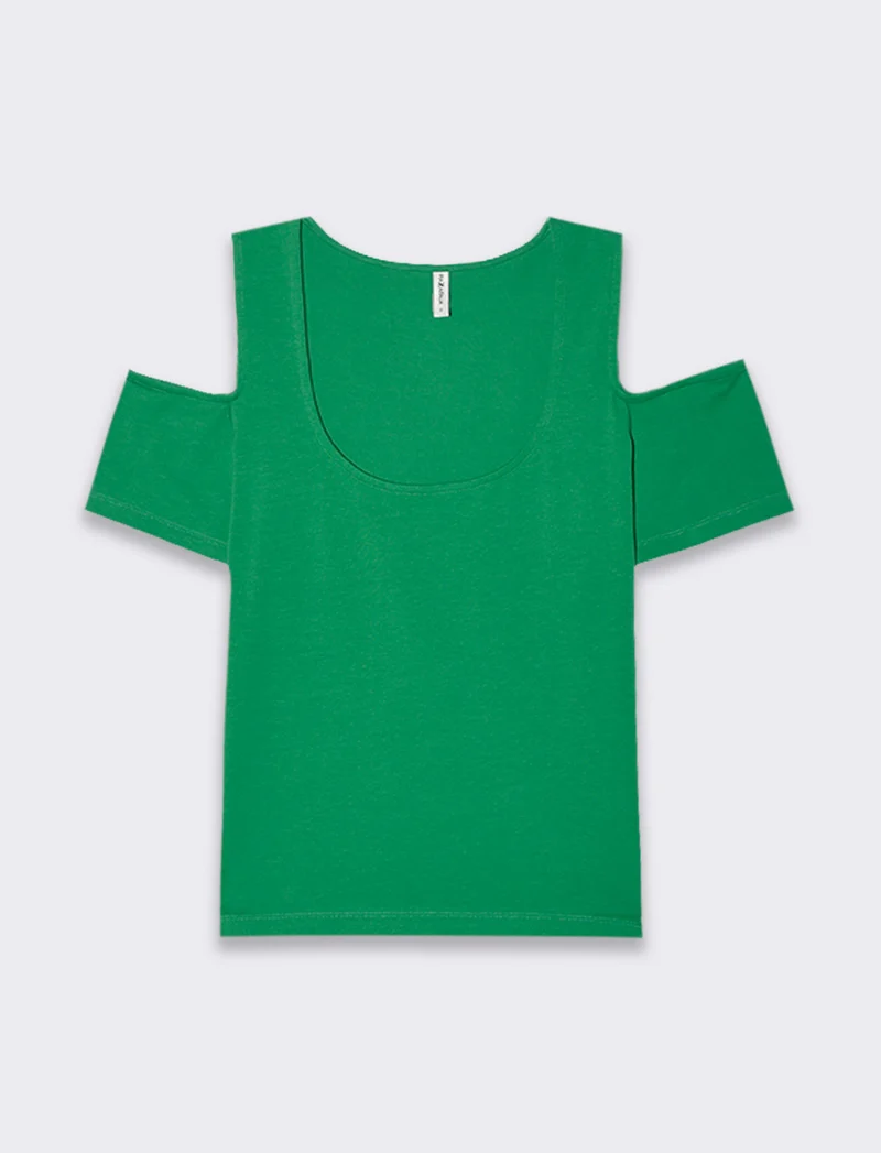 T-shirt con cut out sulle spalle da donna - Verde prato