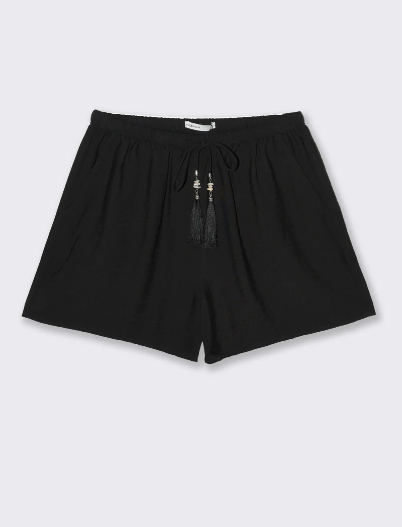 Short con elastico in vita da donna - Nero