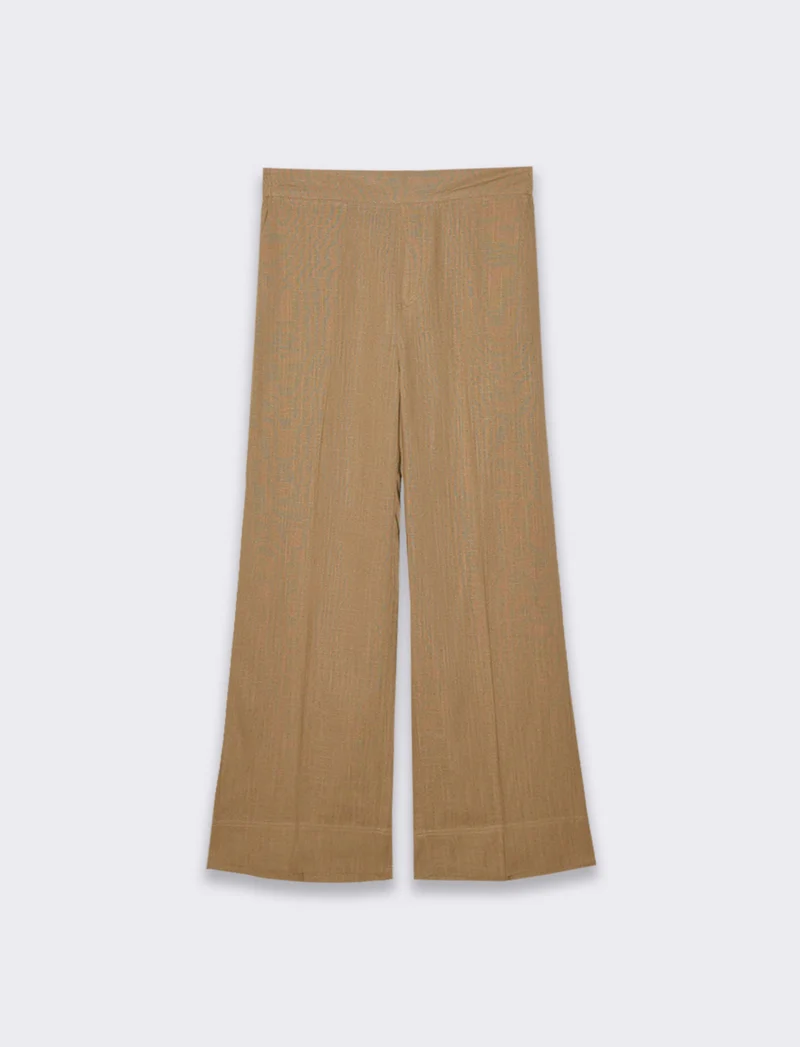 Pantalone con elastico in vita da donna - Caramello