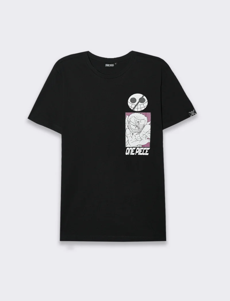 T-shirt stampa one piece da uomo - Nero