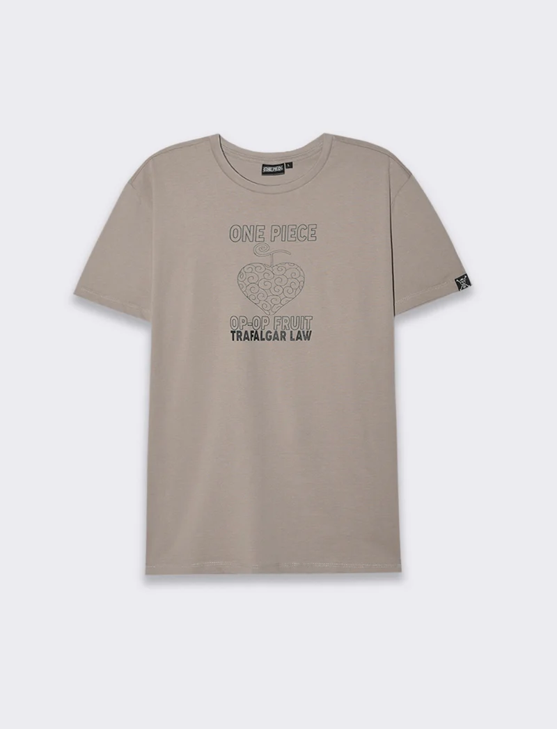 T-shirt stampa one piece da uomo - Grigio