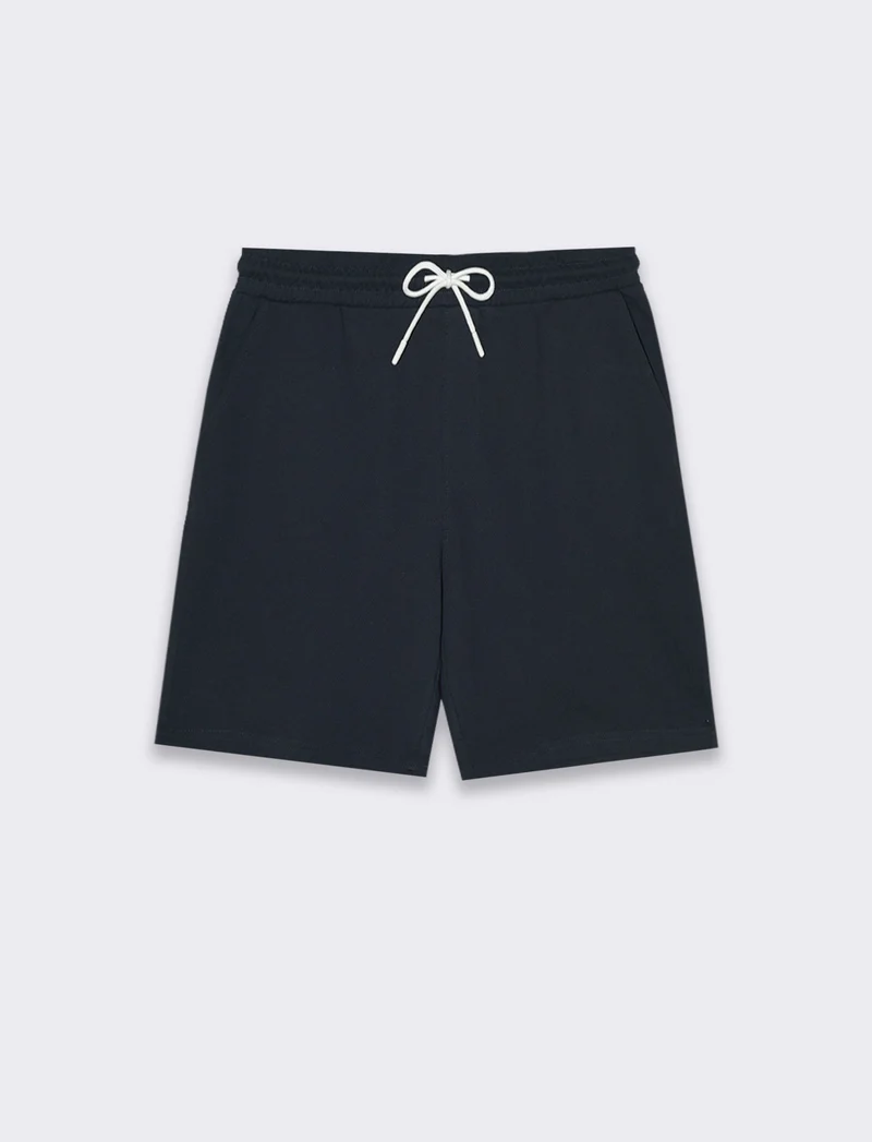 Bermuda jogger in piquet di cotone da uomo - Blu