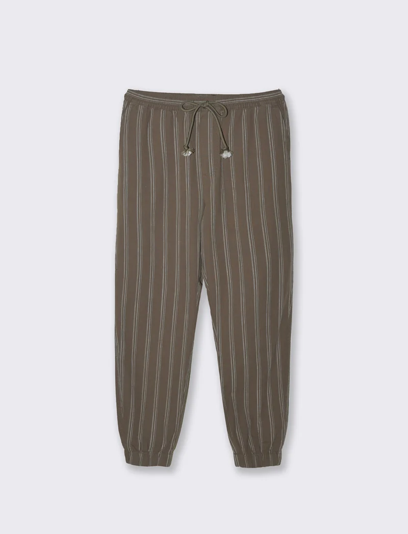 Pantaloni jogger effetto lino da uomo - Verde kaki