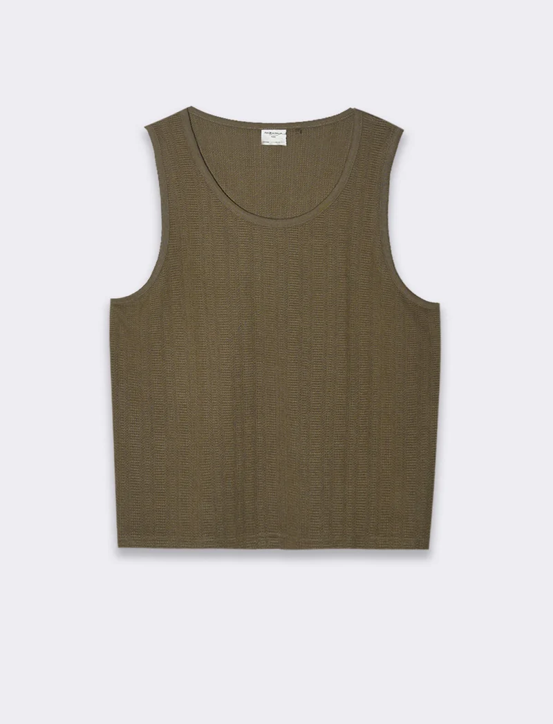 Canotta in tessuto jaquard effetto maglia da uomo - Verde kaki