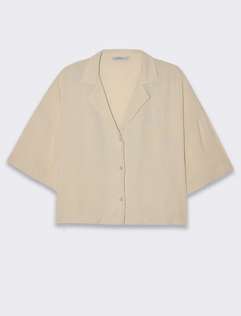 Camicia mezza manica da donna - Beige corda