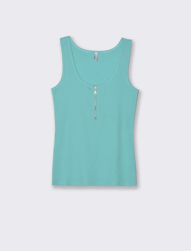Top con zip da donna - Turchese