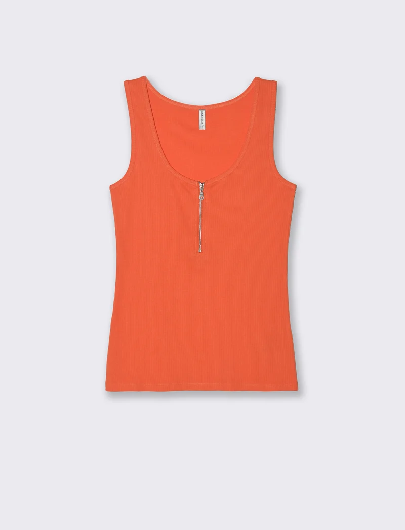 Top con zip da donna - Arancio
