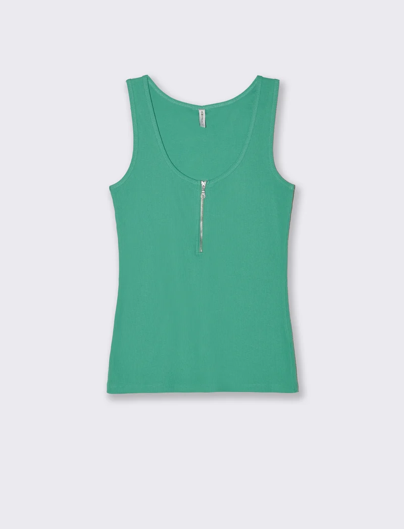Top con zip da donna - Verde smeraldo