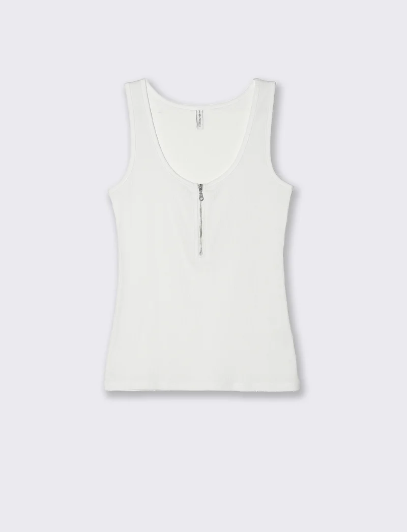 Top con zip da donna - Bianco
