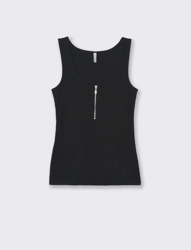 Top con zip da donna - Nero