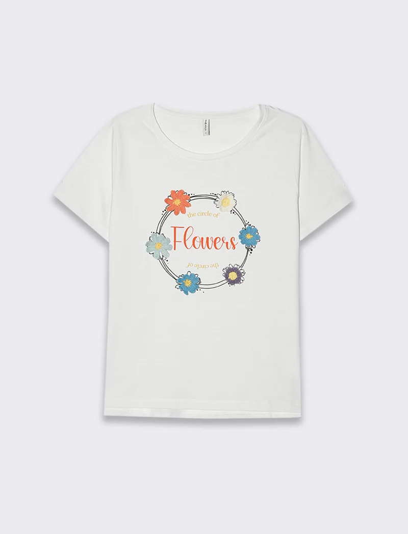 T-shirt con stampa e applicazioni da donna - var 1