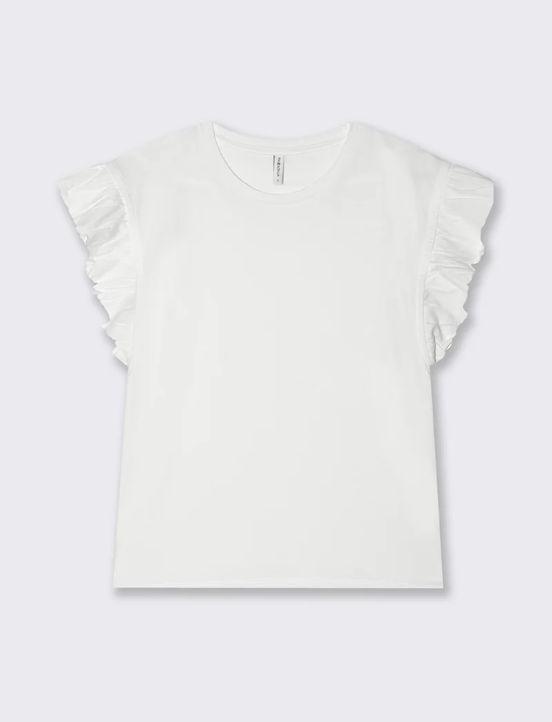 T-shirt con rouches da donna - Bianco
